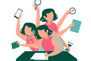 Dibujo de mujer multitask